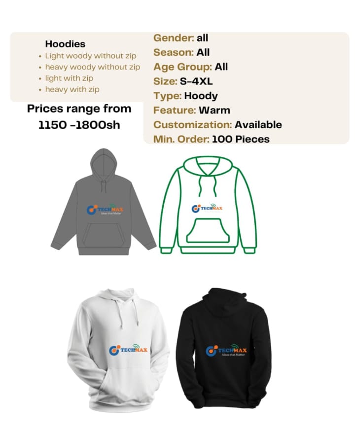 Branding Services by Techmax: Hoodies, light woody and heavy woody for you