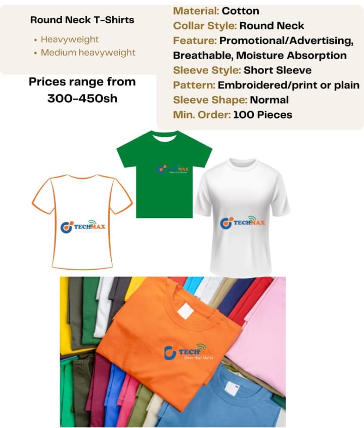 Branding Services by Techmax: Elevate Your Brand Identity round neck t-shirts